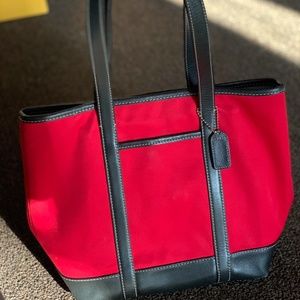 Coach Red Shoulder bag with Black Leather